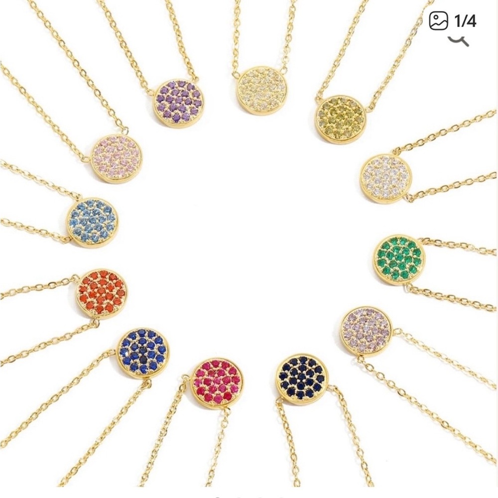 RAMLA Lola Birthstone Necklace - 14K Gold PVD Plated